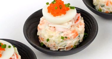 მილუსიერი თოვლის კიბორჩხალათი და თევზის ხიზილალით