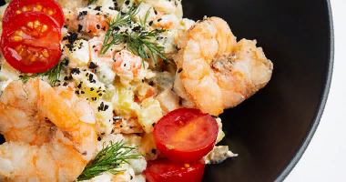 Olivier სალათი Tiger კრევეტებით