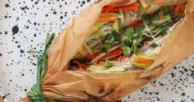 ბოსტნეულის პერმანენტში გამოცხობილი Sebass