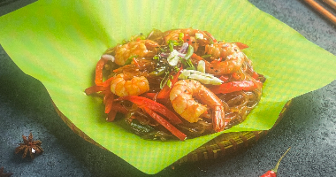 Стеклянная с королевскими креветками